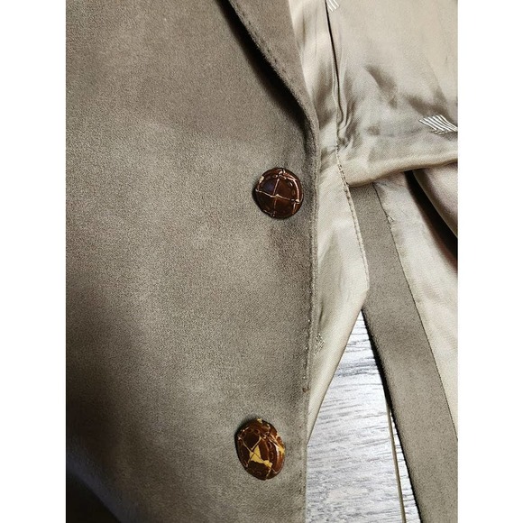 Vintage 90s Lanvin Paris Feather Suede Designer Suit Jacket Coat Blazer Mens 40R - Picture 5 of 12